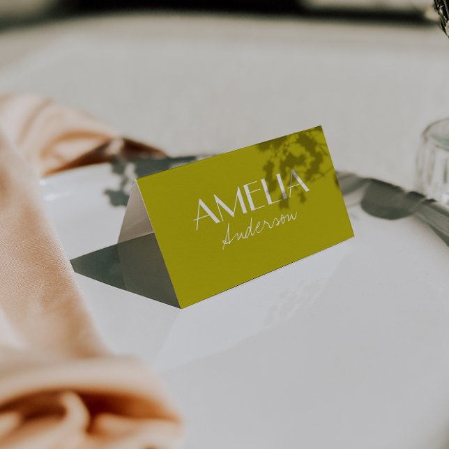 Numeração De Mesa Modern Minimalist Army Green Wedding Place Cards (Criador carregado)