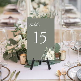 Numeração De Mesa Modern Olive Green Watercolor Floral Wedding