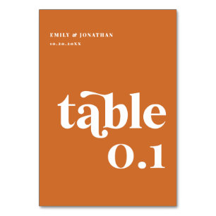 Numeração De Mesa Modern Orange Retro Boho Wedding