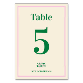 Numeração De Mesa Modern Retro Striped  Wedding Information 