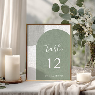 Numeração De Mesa Modern Sage Green Rustic Boho Arch Table Number