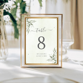 Numeração De Mesa Modern Sage Greenery Wedding Table Numbers