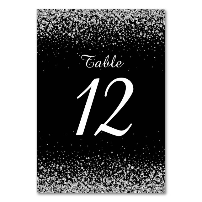 Numeração De Mesa Modern Silver Glitter Night Sky (Frente)