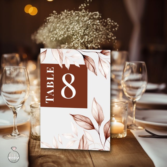 Numeração De Mesa Modern Terracotta - Folhagem Escrita (Criador carregado)