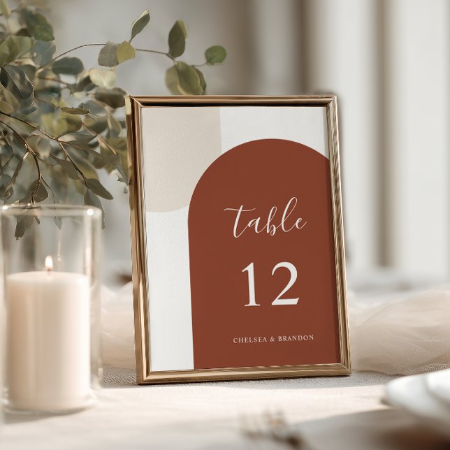 Numeração De Mesa Modern Terracotta Rustic Boho Arch Table Number (Criador carregado)
