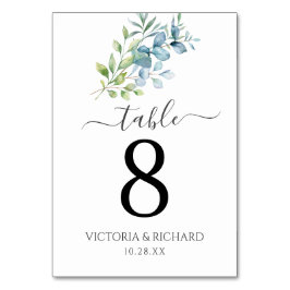 Numeração De Mesa Modern Watercolor Eucalyptus Greenery Wedding