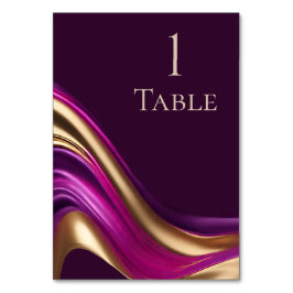 Numeração De Mesa Moderno Casamento Roxo Fuchsia e Dourado-