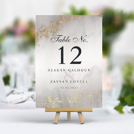 Numeração De Mesa Moderno Luxo Dourado Fala Cinza Aquarela Casamento