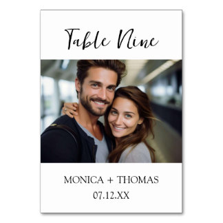 Numeração De Mesa Moderno Manuscrito + Foto Clássica Serif