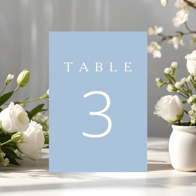 Numeração De Mesa Moderno Minimalista Azul (Modern Minimalist Blue Table Number)