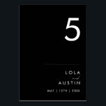 Numeração De Mesa Moderno Minimalista | Número de Tabela Preta<br><div class="desc">Este moderno minimalista | O número da mesa preta é perfeito para o seu casamento clássico. Seu design simples, único e abstrato acompanhado de um roteiro mínimo contemporâneo e de uma paleta de cores preto e branco dá a este produto uma sensação de luxo formal elegante enquanto permanece simplista, a...</div>
