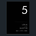 Numeração De Mesa Moderno Minimalista | Número de Tabela Preta<br><div class="desc">Este moderno minimalista | O número da mesa preta é perfeito para o seu casamento clássico. Seu design simples, único e abstrato acompanhado de um roteiro mínimo contemporâneo e de uma paleta de cores preto e branco dá a este produto uma sensação de luxo formal elegante enquanto permanece simplista, a...</div>