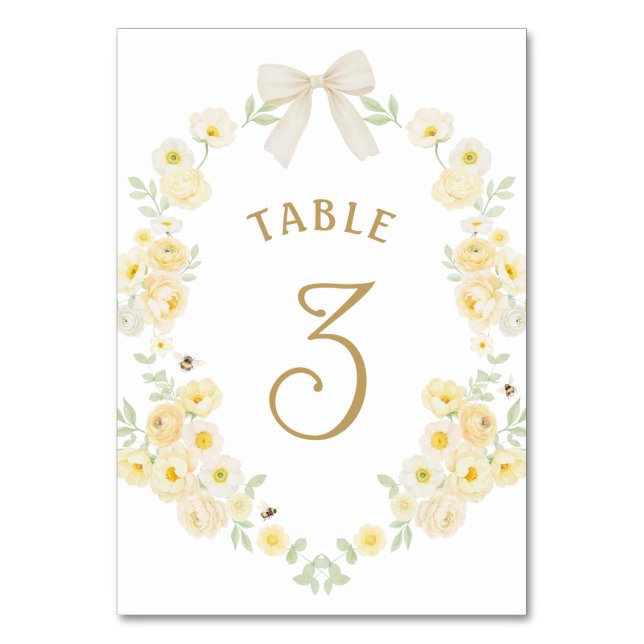 Numeração De Mesa Moldura de Arco de Flores Amarelas (Frente)