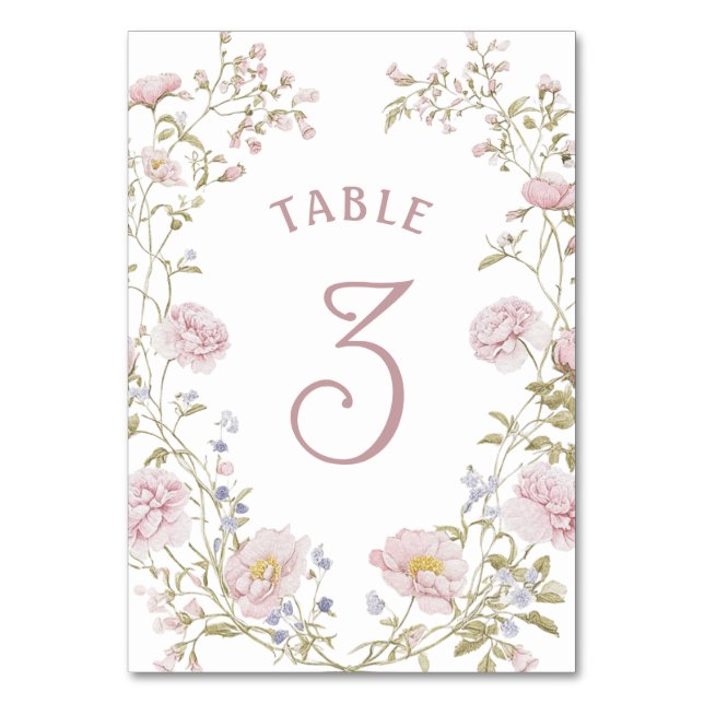 Numeração De Mesa Moldura Floral Bege (Frente)