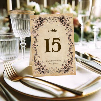 Numeração De Mesa Moldura Floral Vitoriana Mesa de Casamento