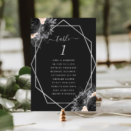 Numeração De Mesa Moldura Geométrica Prata Flor de Pêssego Casamento