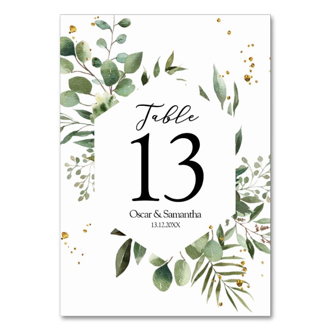 Numeração De Mesa Moldura Verde de Aquecedora Moderna Eucalyptus (Frente)