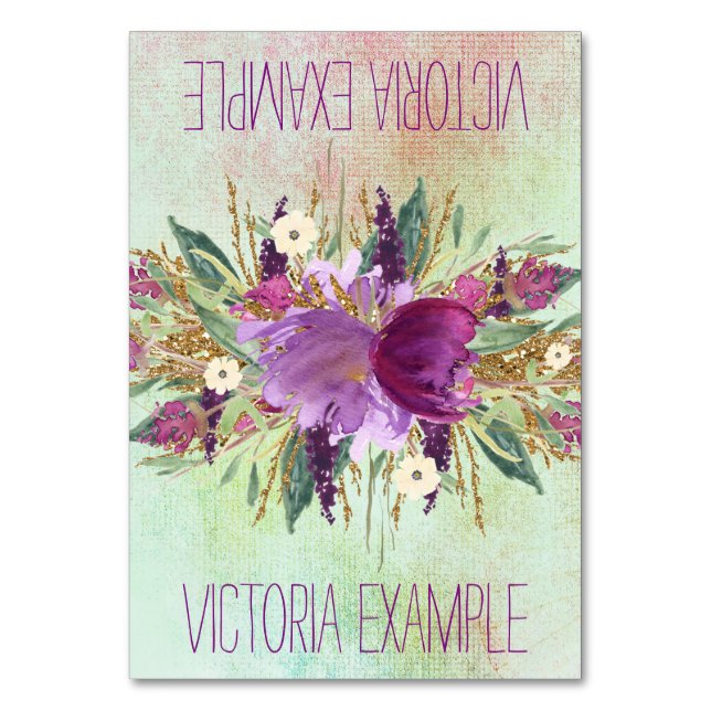 Numeração De Mesa Molhado Floral Pintado com Aquarela (Frente)