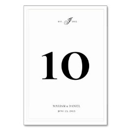 Numeração De Mesa Monograma de Caligrafia Simples Elegante Casamento