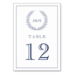 Numeração De Mesa Monograma de Casamento Azul do Marinho Elegante