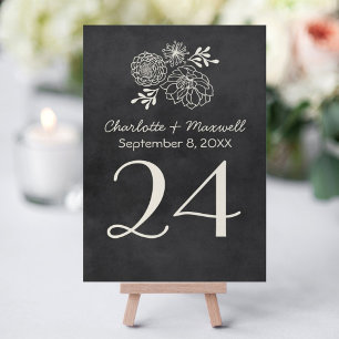 Numeração De Mesa Monograma de Casamento de Chalkboard Preto Vintage