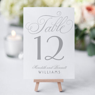 Numeração De Mesa Monograma de Casamento de Script de Caligrafia Sil