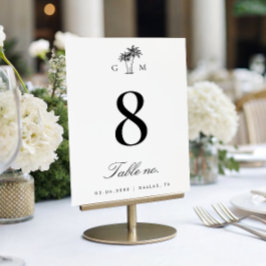 Numeração De Mesa Monograma de Palmeira Casamento Elegante na Praia
