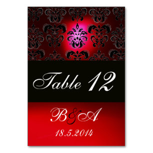 NUMERAÇÃO DE MESA MONOGRAMA ELEGANTE BRANCO PRETO VERMELHO DO