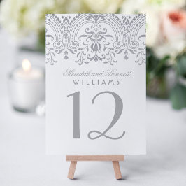 Numeração De Mesa Monograma Elegante com Glamour Prateado Vintage