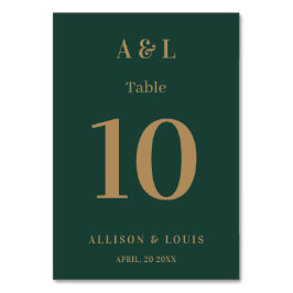 Numeração De Mesa Monograma Minimalista de Casamento Emerald Green D