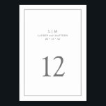 Numeração De Mesa Monograma Simples Elegante Cinza Escuro Casamento<br><div class="desc">Número de mesa de casamento simples com um design elegante e atemporal com o seu monograma de duas letras, nomes, data e número da mesa rodeados por uma fina borda. Todos os elementos do design são cinza médio sobre um fundo branco e podem ser alterados para qualquer cor que desejar...</div>