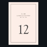 Numeração De Mesa Monograma Simples Elegante Rosa Bege Casamento<br><div class="desc">Número de mesa de casamento simples com um design elegante e atemporal com o seu monograma de duas letras, nomes, data e número da mesa rodeados por uma fina borda. Todos os elementos do design são cinza sobre um fundo rosa bege e podem ser alterados para qualquer cor que desejar...</div>