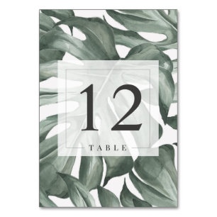 Numeração De Mesa Monstera Palm Tropical Moderna Deixa Casamento