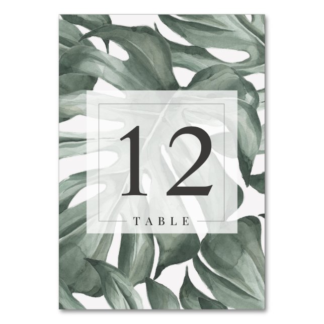 Numeração De Mesa Monstera Palm Tropical Moderna Deixa Casamento (Verso)