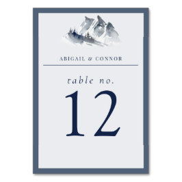 Numeração De Mesa Montanha Nebulosa Azul Cinza Branco Elegante