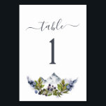 Numeração De Mesa Montanha Rustic Watercolor Casamento Verde<br><div class="desc">Berries do Exterior Russo das Montanhas e Aquarela Verde Molereca Molereca Dusty Blue e Green Elegant e Modern Table Number Card em fundo branco - inclui uma bela e elegante tipografia com folhas botânicas modernas e verde para a celebração especial do dia do casamento.</div>