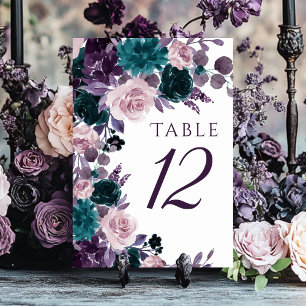 Numeração De Mesa Moody Boho Plântula de EggPlant Plum Buquê Flora