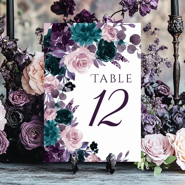Numeração De Mesa Moody Boho | Plântula de EggPlant Plum Buquê Flora (Criador carregado)