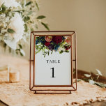 Numeração De Mesa Moody Floral Burgundy Wedding<br><div class="desc">Este design mede 5 x 7 polegadas/12, 7 x 17, 8 cm e é perfeito para convites. #zazzlemade</div>