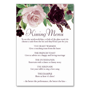 Numeração De Mesa Moody Passions Menu Drample Purple Wine Kissing