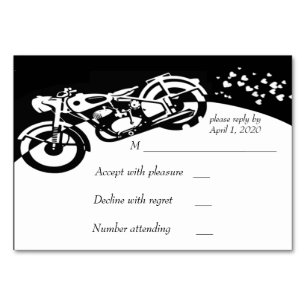 Numeração De Mesa Motocicleta branca preta que Wedding RSVP