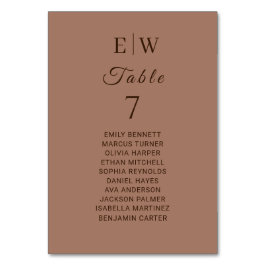 Numeração De Mesa Mousse Simples Elegante Mocha com Casamento Monogr