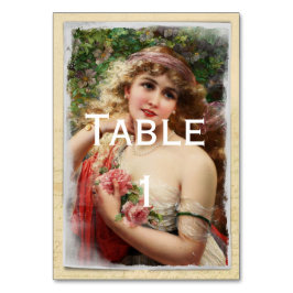 Numeração De Mesa Mulher Vitoriana com Rosas Rosa