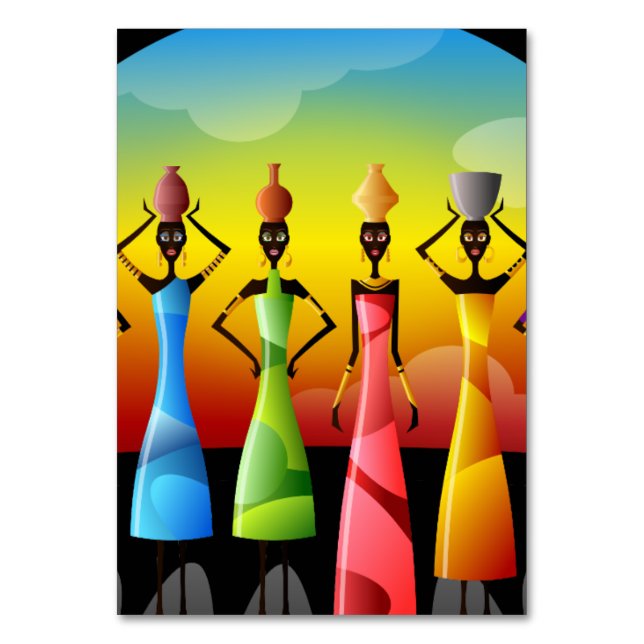 Numeração De Mesa Mulheres africanas com panelas nas cabeças (Frente)