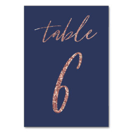Numeração De Mesa Nº 6 - Glam Glitter Rosa Dourado e Azul Casamento