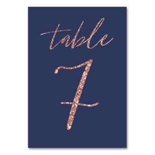 Numeração De Mesa Nº 7 - Glam Glitter Rosa Dourado e Azul Casamento