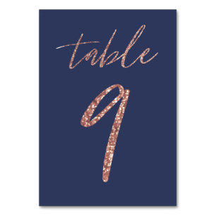 Numeração De Mesa Nº 9 - Glam Glitter Rosa Dourado e Azul Casamento