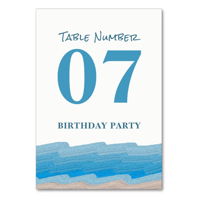 Numeração De Mesa N.º Mesa da Festa de aniversário de Ocean Beach. (Frente)
