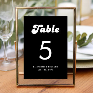 Numeração De Mesa Na moda Retro Casamento Preto e Branco