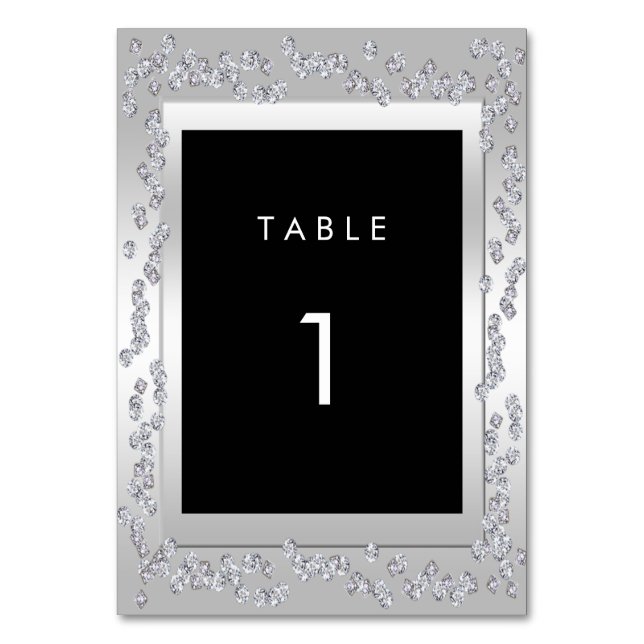 Numeração De Mesa Na moda Silver Diamantes 60º Casamento (Frente)